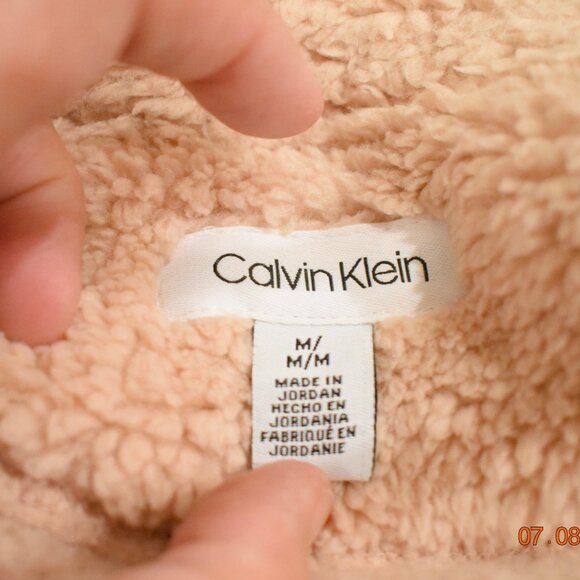 Calvin Klein Plush Zipper Vest, Peach, Women's, Medium - Picture 3 of 8